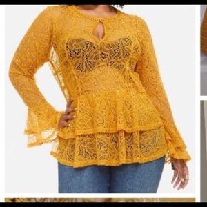 Fashion to Figure gold yellow lace peplum top 1